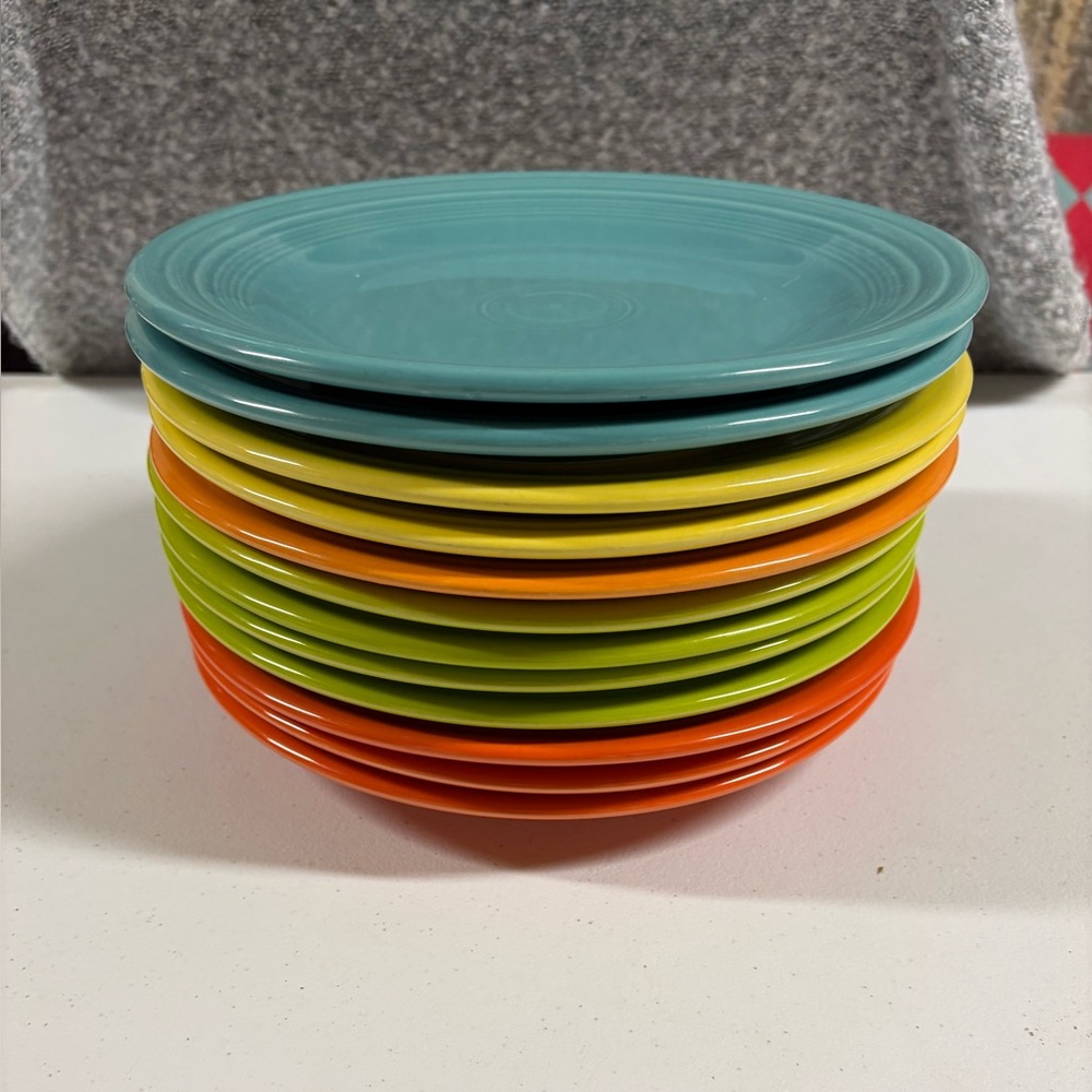 Fiesta Vibrant Multicolor Ceramic Dinner Plate Set 12